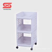 Shantou practical plastic storage shelf bathroom organizer with wheel